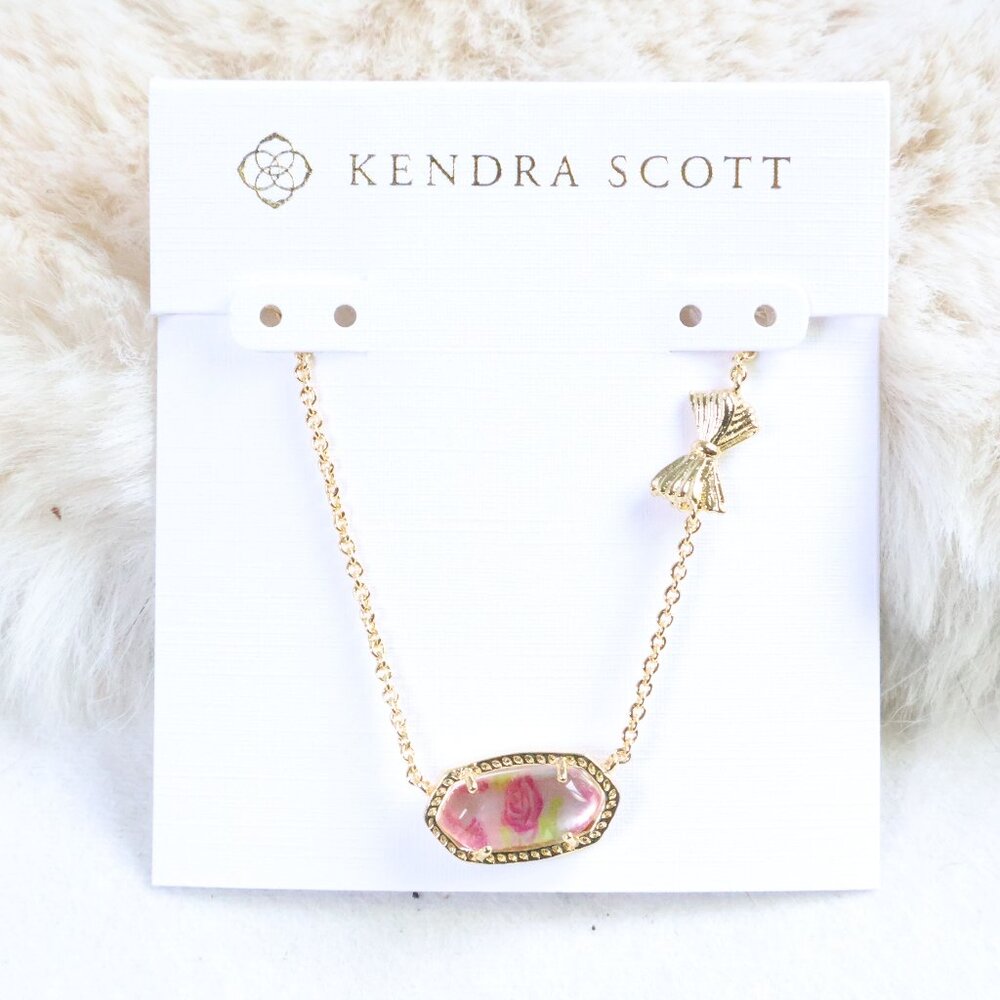Kendra Scott Elisa Gold Marie Pink Blooming Heirloom Necklace